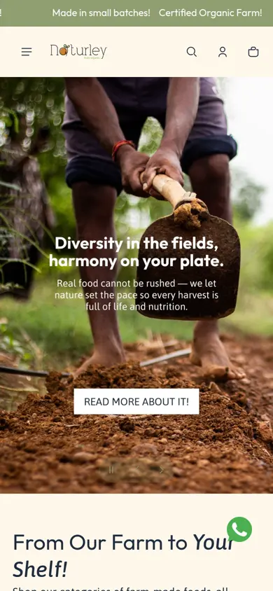 Naturley Organic website on a phone